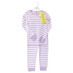 Hudson Baby Infant Girl Cotton Pajama Set, Lilac Stripe