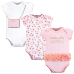 Little Treasure Baby Girl Cotton Bodysuits 3pk, Brunch