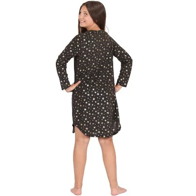 Harry Potter Hermione Chibi Charms Logo House Crest Raglan Pajama Gown Black - Image 2