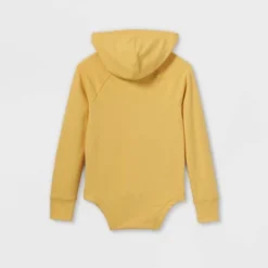 Girls' Adaptive Hooded Adjustable Long Sleeve Bodysuit - Cat & Jack™ Light Mustard Yellow