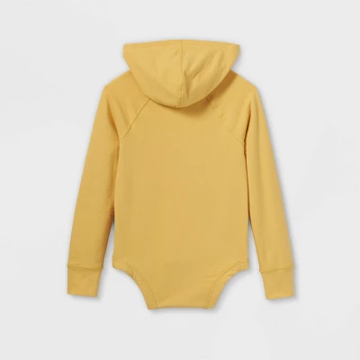 Girls' Adaptive Hooded Adjustable Long Sleeve Bodysuit - Cat & Jack™ Light Mustard Yellow