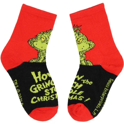 Dr. Seuss The Grinch Kids Socks 2 Pairs Athletic Crew Socks For Kids Multicoloured - Image 2