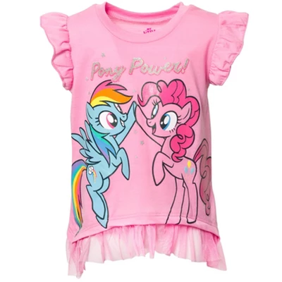 My Little Pony Pinkie Pie Rainbow Dash Girls T-Shirt And Bike Shorts Outfit Set Little Kid To Big Kid - Image 2