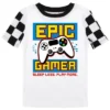 Bioworld Epic Gamer Youth Boy's Black & White Checkered Short Sleeve Shirt & Sleep Pants Set