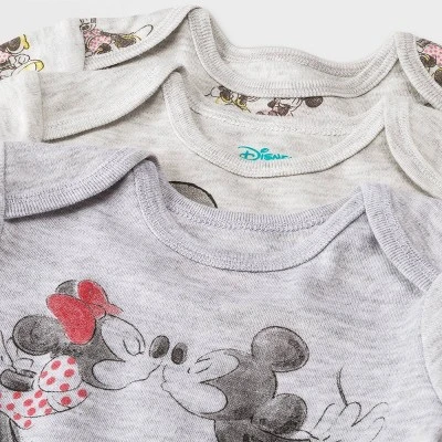 Baby Boys' Disney Mickey Mouse & Friends Minnie 3pk Bodysuit And One Piece Clothing Set - Heathered Gray - Image 2
