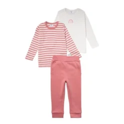 Stellou & Friends Cotton Pink And White 3 Piece Clothing Set For Newborns, Babies And Toddlers