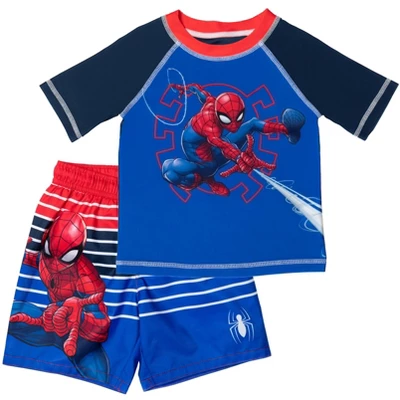 Marvel Spider-Man Rash Guard And Swim Trunks Outfit Set Little Kid To Big Kid - Image 8
