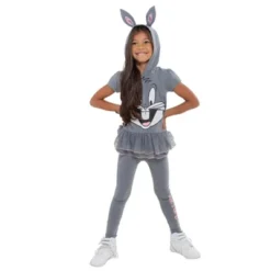 Warner Bros LOONEY TUNES Buggs Bunny Girls Cosplay T-Shirt Dress And Leggings Outfit Set Little Kid To Big Kid