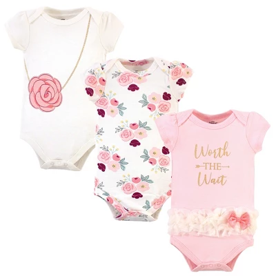 Little Treasure Baby Girl Cotton Bodysuits 3pk, Worth The Wait - Image 4