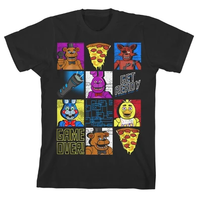 Five Nights At Freddy's Graphic Grid Boy's Black T-shirt - Image 3
