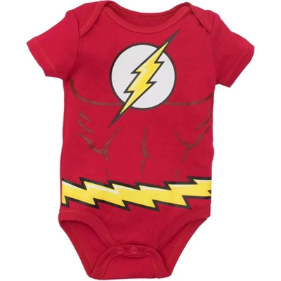 DC Comics Justice League Batman Superman The Flash Baby 5 Pack Costume Bodysuits Newborn To Infant - Image 2