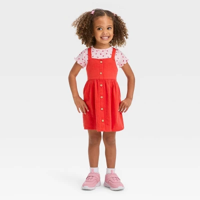 Toddler Girls' Floral Top & Skirtall Set - Cat & Jack™ Orange - Image 3