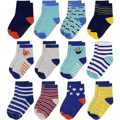 Rising Star Kid's 12 Pack Socks For Boys And Girls, Toddlers Or Little Kids Ages 2-10