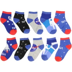 NASA Buzz Aldrin Youth Space 5 Pair Mix And Match Ankle Socks Multicoloured