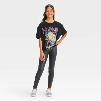 Girls' Faux Leather Leggings - Art Class™ Black - Image 2