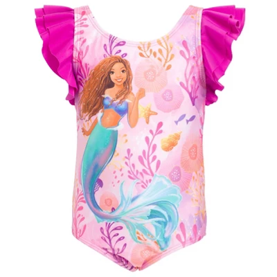 Little Mermaid Ariel Girls One Piece Bathing Suit Toddler To Big Kid - Image 5
