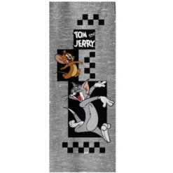 Tom & Jerry Jumping Characters With Checkered Background Youth Heather Gray Graphic Jogger Pants