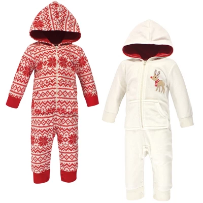Hudson Baby Infant Fleece Jumpsuits, Coveralls, And Playsuits 2pk, Cream Reindeer - Image 3