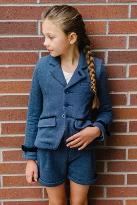 Hope & Henry Girls' Dressy Knit Jacquard Riding Blazer, Kids - Image 4