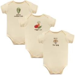 Touched By Nature Organic Cotton Bodysuits 3pk, Mushroom