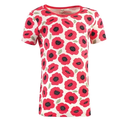 Touched By Nature Baby Girl Organic Cotton Tight-Fit Pajama Set, Poppy - Image 2