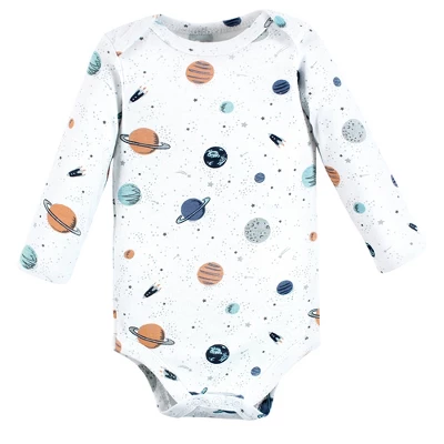 Hudson Baby Infant Boy Cotton Long-Sleeve Bodysuits, Space 5-Pack - Image 3