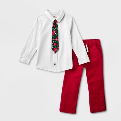 Toddler Boys' Adaptive Holiday Dress Set - Cat & Jack™ Gray/Red - Image 4