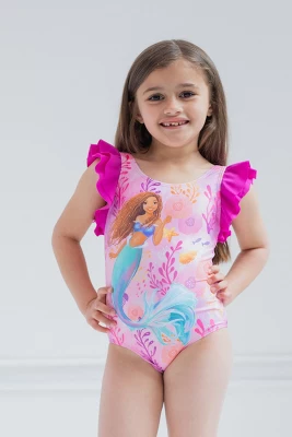 Little Mermaid Ariel Girls One Piece Bathing Suit Toddler To Big Kid
