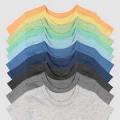 Honest Baby Boys' 10pk Rainbow Organic Cotton Short Sleeve T-Shirt