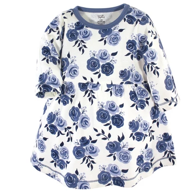 Touched By Nature Baby And Toddler Girl Organic Cotton Long-Sleeve Dresses 2pk, Navy Floral - Image 2