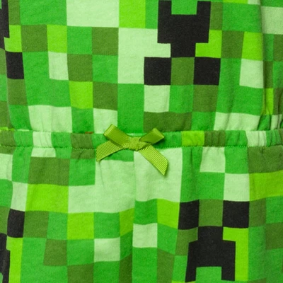 Minecraft Creeper Girls French Terry Sleeveless Romper Little Kid To Big Kid - Image 4