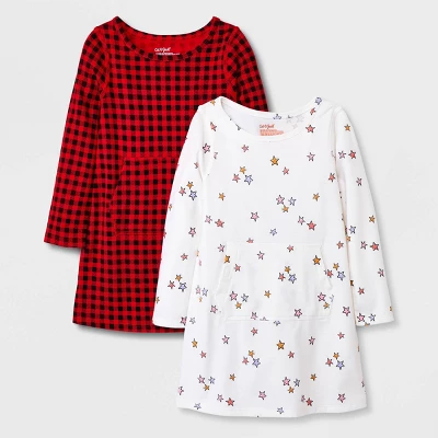 Toddler Girls' 2pk Adaptive Long Sleeve Holiday Dress - Cat & Jack™ Off-White - Image 4