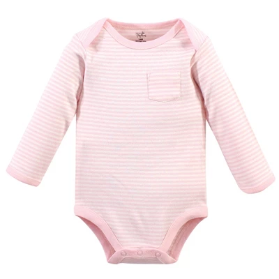 Touched By Nature Baby Girl Organic Cotton Long-Sleeve Bodysuits 5pk, Pink Elephant - Image 3