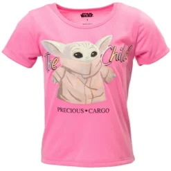 Star Wars The Child T-Shirt And French Terry Shorts Outfit Set Blue / Pink