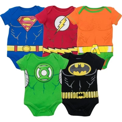 DC Comics Justice League Batman Superman The Flash Baby 5 Pack Costume Bodysuits Newborn To Infant - Image 9
