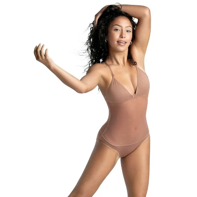 Capezio Plunge Neck Mesh Midriff Leotard - Girls - Image 3