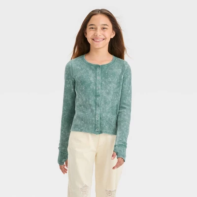 Girls' Long Sleeve Button-Down Waffle Shirt - Art Class™ - Image 3