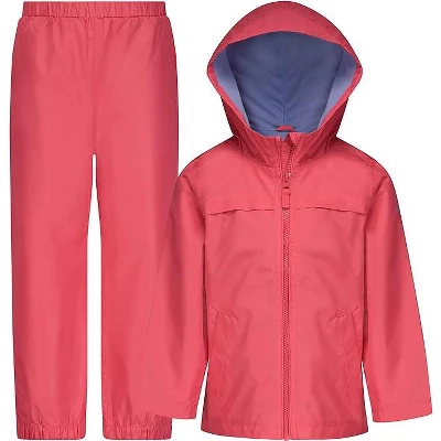 LONDON FOG Girls' Waterproof Hooded Jacket And Pant Rain Suit Set For Kids - Image 8