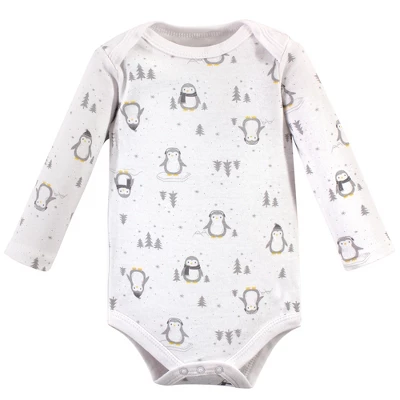 Hudson Baby Cotton Long-Sleeve Bodysuits 5pk, Gray Penguin - Image 4