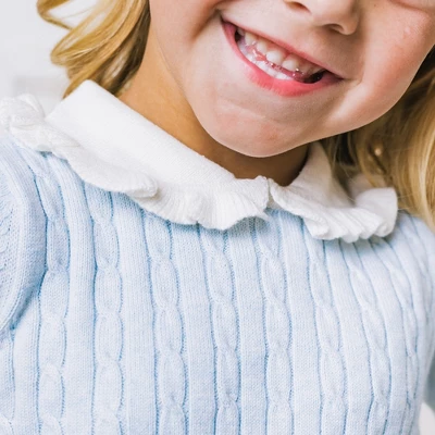 Hope & Henry Girls' Long Sleeve Cable Knit Peter Pan Collar Sweater Dress, Infant - Image 4