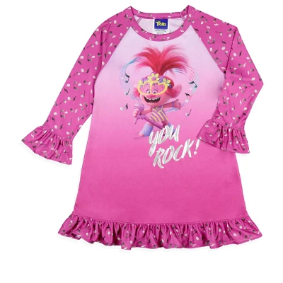 Dreamworks Trolls Toddler Girls' Poppy Rock Sleep Pajama Dress Nightgown Pink - Image 4
