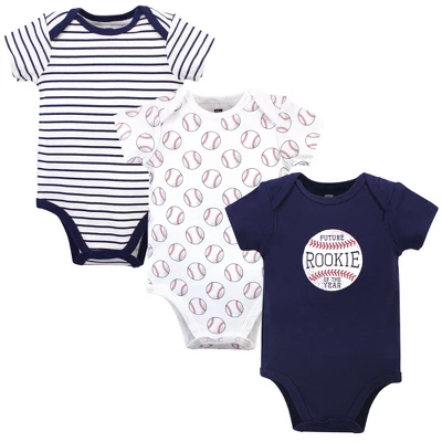 Hudson Baby Infant Boy Cotton Bodysuits 3pk, Baseball - Image 4