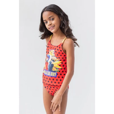 Miraculous Cat Noir Ladybug Girls One Piece Bathing Suit Rash Guard Tankini Top And Bikini Bottom 4 Swimsuit Set Little Kid To Big Kid - Image 2
