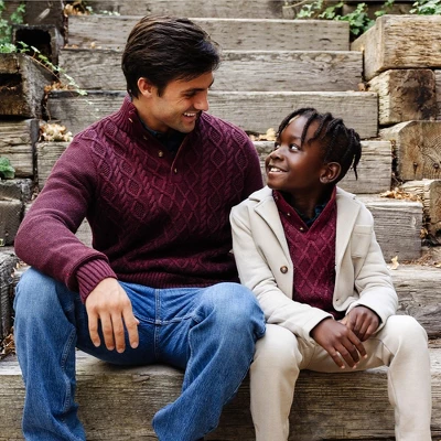 Hope & Henry Boys' Long Sleeve Mock Neck Cable Sweater With Flecks, Kids - Image 4