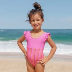 Girl's Ruffled Stripe One Piece Swimsuit - Cupshe