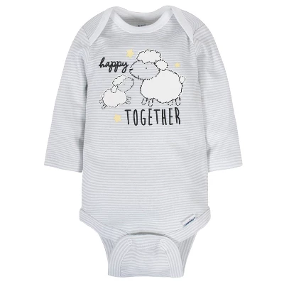 Gerber Baby Neutral Long Sleeve Onesies Bodysuits, 6-pack - Image 6