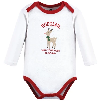 Hudson Baby Unisex Baby Cotton Long-Sleeve Bodysuits, Rudolph Reindeer - Image 2