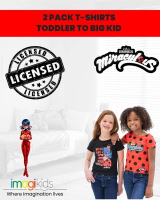 Miraculous Ladybug Cat Noir Rena Rouge Girls 2 Pack T-Shirts Little Kid To Big Kid - Image 2