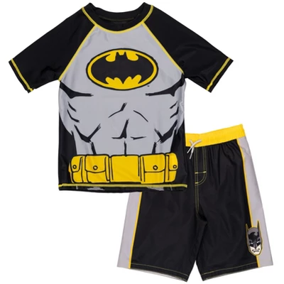 DC Comics Justice League Batman Little Boys Rash Guard And Swim Trunks Outfit Set Little Kid To Big Kid - Image 7