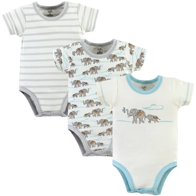 Touched By Nature Organic Cotton Bodysuits 3pk, Mint Elephant - Image 2